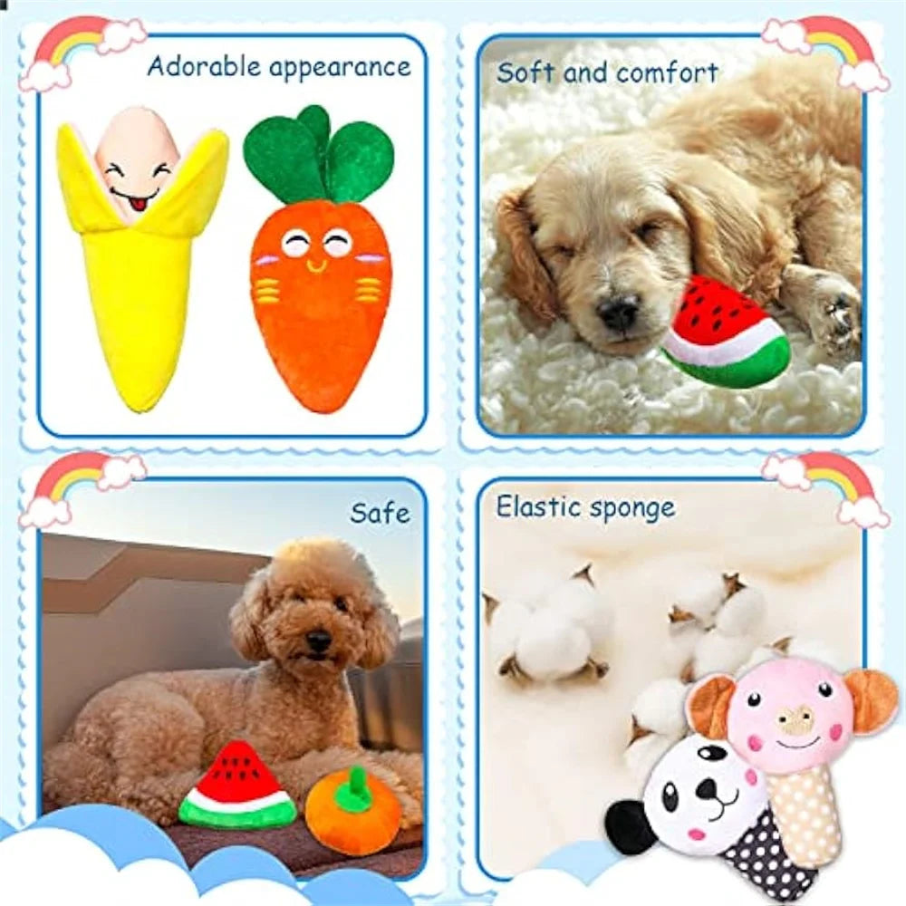 50PCS/Pack Dog Squeaky Toys Bulk, Plush Dog Toys for Small Medium Dog, Cute Stuffed Pets Squeaky Toys Dog Puppy Birthday