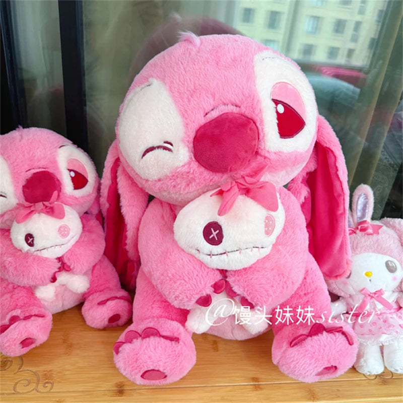 Cute Pink Stitch and Scrump Plush Toy Lovely Wink Stitch Plushies Stuffed Anime Cuddly Doll Birthday Gifts Big Size