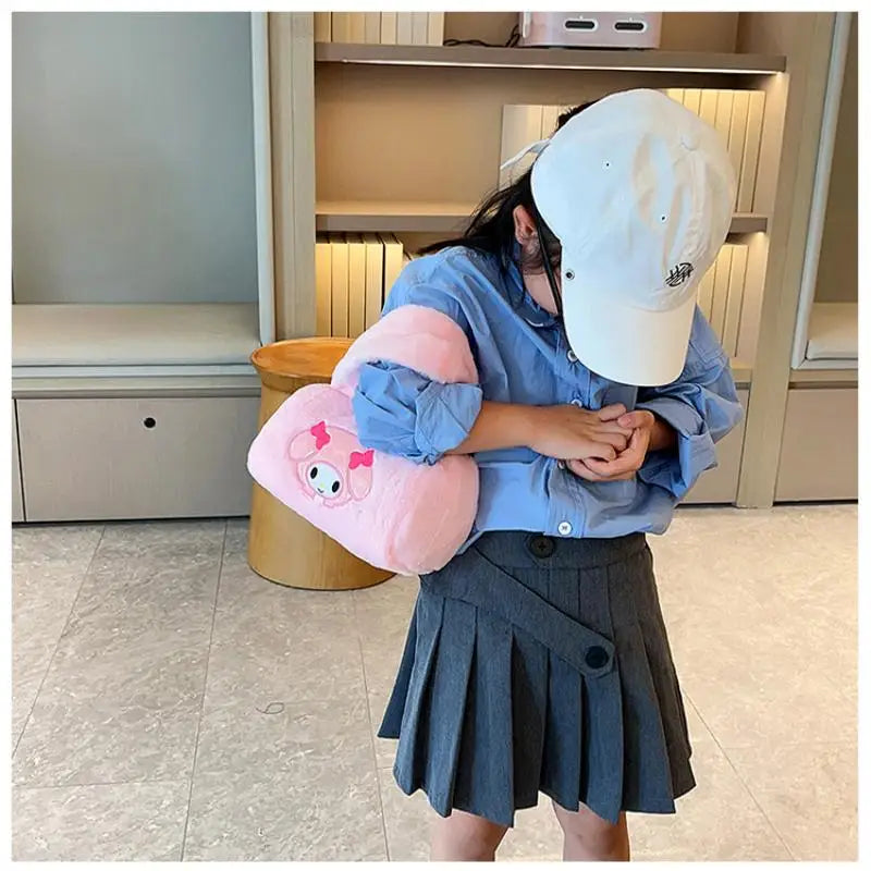 Kawaii Sanrio Plush Bag Kuromi Cinnamoroll Shoulder Ba Anime Plushies Handbag My Melody Messenger Backpack Phone Storage Gifts