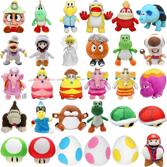 Kawaii Mario Koopa Troopa Yoshi Goombella Plush Toys Cute Anime Koops Princess Peach Mushroom Donkey Kong Stuffed Peluche Dolls