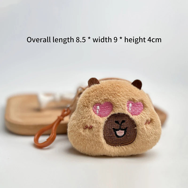 Cute Cartoon Creative Capybara Plush Coin Purse Zipper Purse Keychain Small Headphone Lipstick Bag Mini Wallet Money Bag Gifts