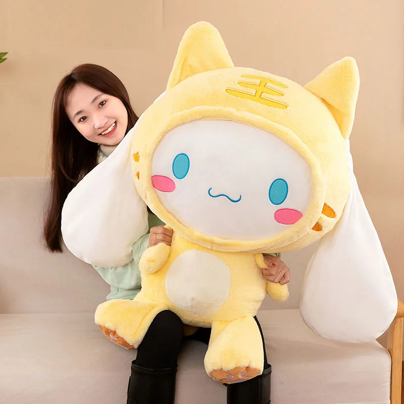 Big Size Sanrio Kawaii Cinnamoroll Dog Plush Toys Pillow Stuffed Animal Comfort Soft Dolls Kids Birthday Gift Cartoon Anime Toy