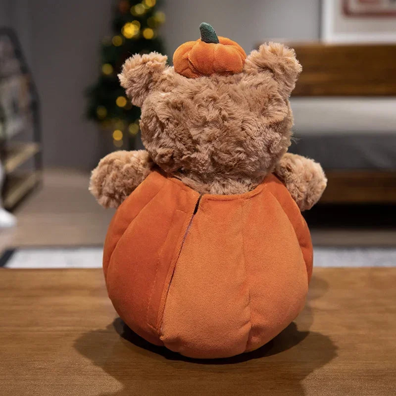 30cm Cute Creative Bear Pumpkin Wearing Suit Can Take Off Stuffed Lovely Bear Halloween Celebration Birthday Holiday Gift