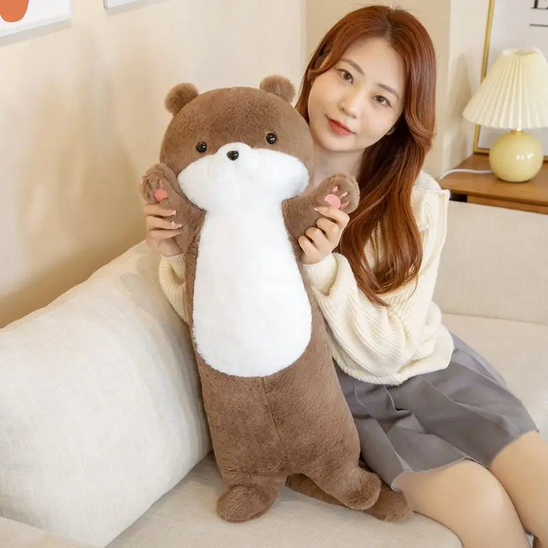 80CM Lovely Otter Plush Toys Stuffed Realistic Wild Animal Dolls Soft Sloth Long Pillow Christmas Room Decor Gift for Kids