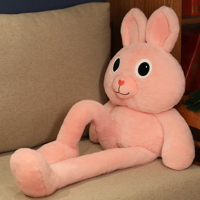 80/100cm New Creative Pull Ear Rabbit Anime Rabbit Plush Toy Pink Rabbit Doll Adjustable Length Long Ear Rabbit Birthday Gift