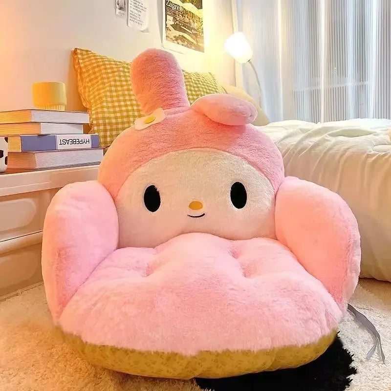 Aoger Big Size Cute Cinnamoroll Plush Half Surrounded Black Kuromi Cushion Backrest Dormitory Office Non-Slip Chair Cushion