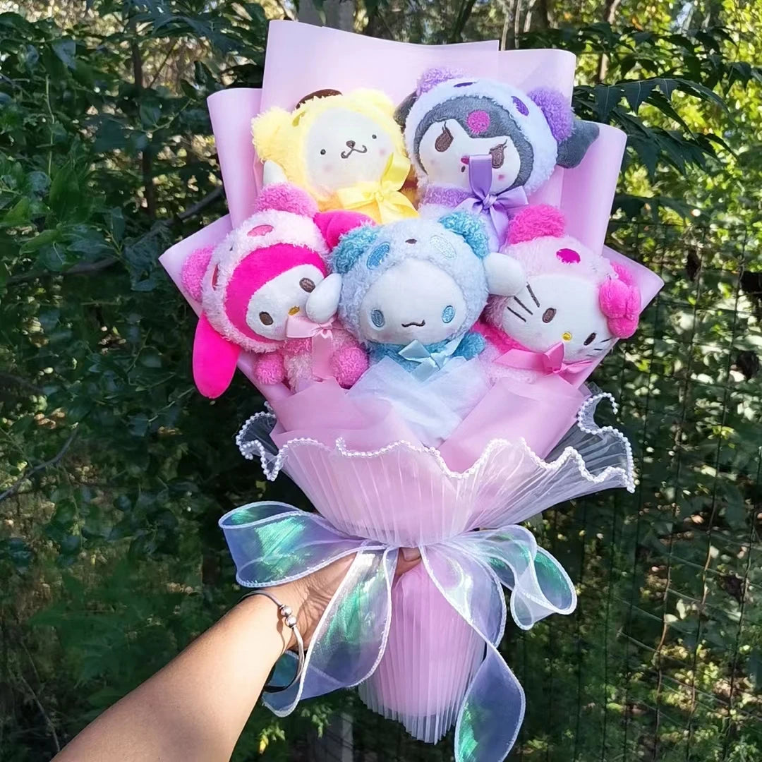 Anime Sanrio Kuromi My Melody Cinnamoroll Hello Kitty Plush  Bouquet Gift Hallowmas Valentine's Day Christmas Girl Friend Gifts