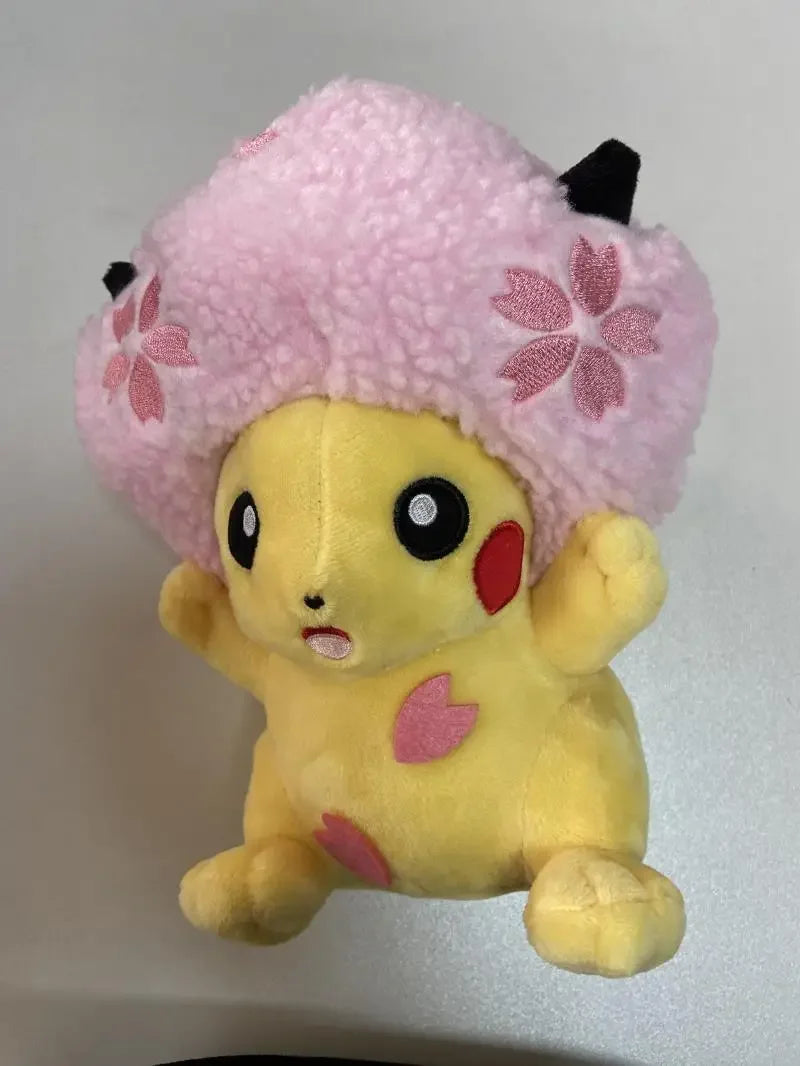 Anime Genuine Sakura Pikachu Plush Doll Japanese Pokémon Pikachu Sakura Headwear Funny Cute Plush Doll Girls Lovely Gifts Toy