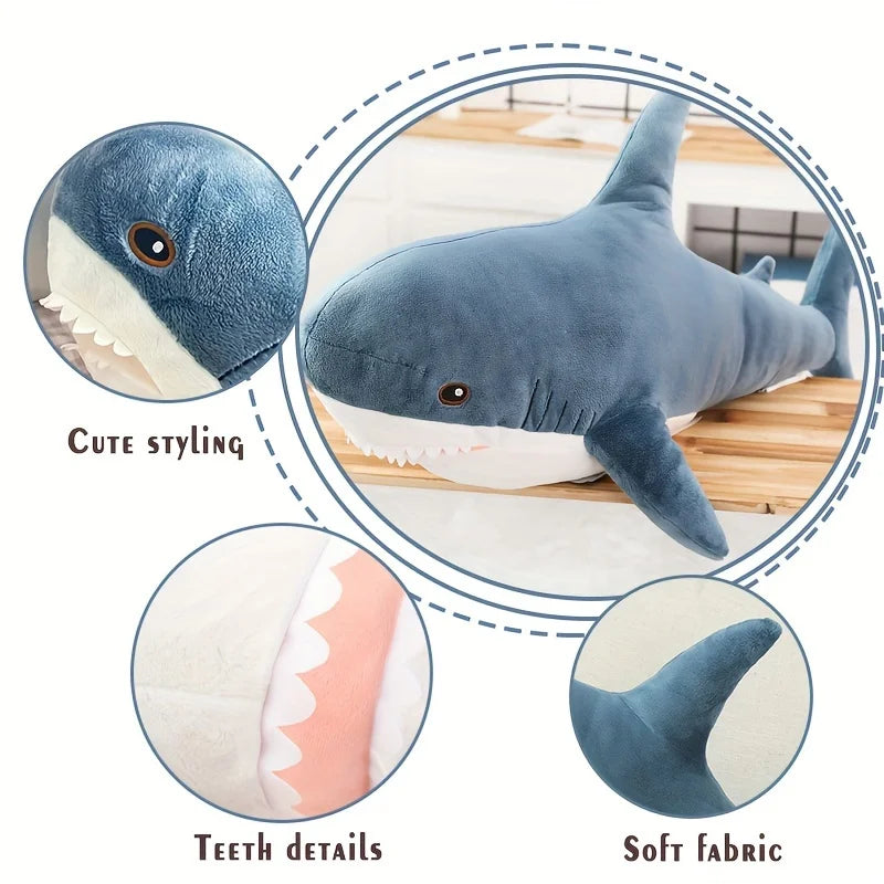 58CM Big Soft Simulation Cute Shark Plush Toys Kawaii Stuffed Kids Children Boys Girls Lovely Animal Pillow for Birthday Gifts