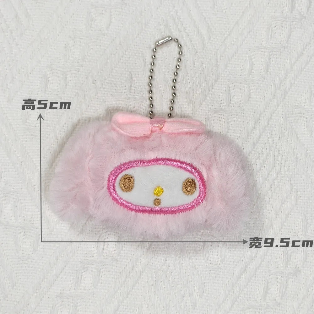 Sanrio Plush KeyChain Purse Bag Hello Kitty Doll keyring Anime Stuffed Backpack Pendant Melody Cinnamoroll Cute Wallet Girl Toy