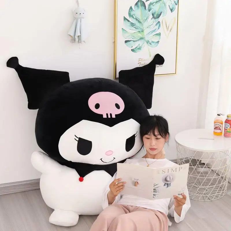 Big Size Kuromi Stuffed Doll Melody Cinnamoroll Plush Toy Kawaii Anime Bedside Cushion Room Decoration Christmas Gift For Girl