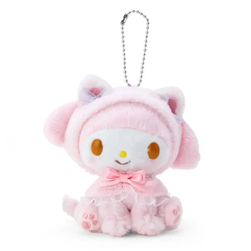 12Cm Sanrio Plush Keychain Hello Kitty Cinnamoroll My Melody Kuromi Small Panda Series Kawaii Plush Toys Backpack Accessories