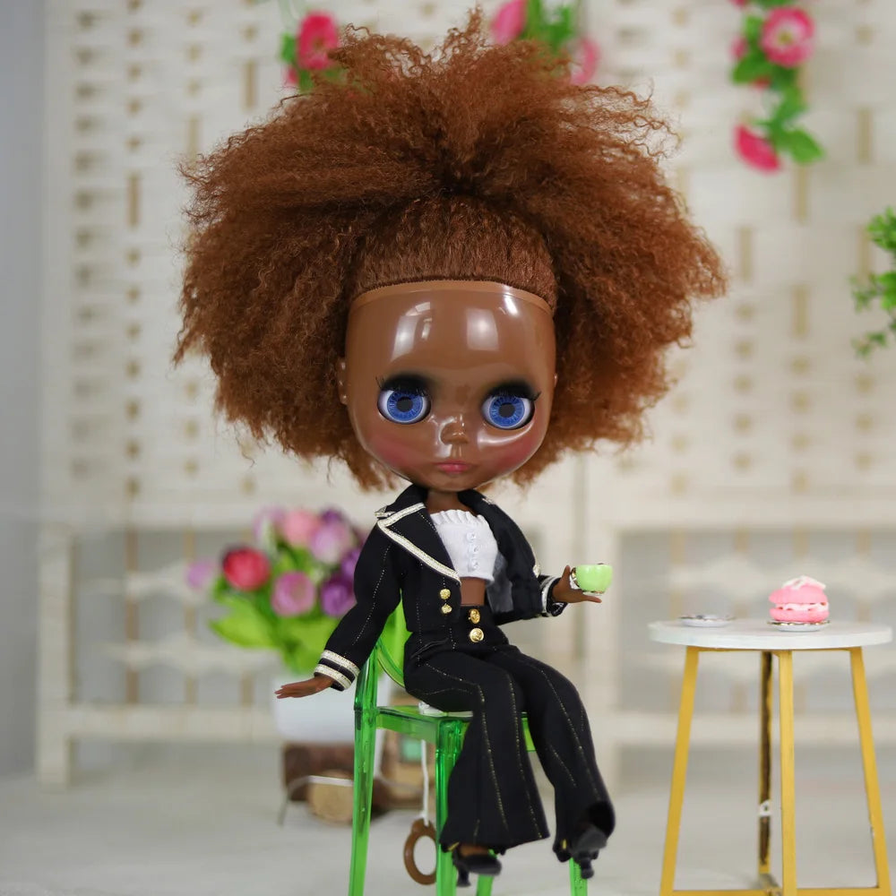 ICY DBS Blyth doll 1/6 bjd toy joint body dark skin afro hair 30cm doll  anime girls