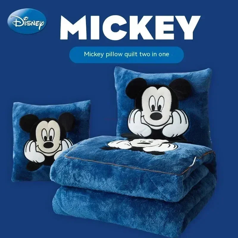 Disney Stitch Throw Pillow Blankets Two In One Kawaii Flannel Thickened Nap Blanket Living Room Kids Bedroom Decoration Gift