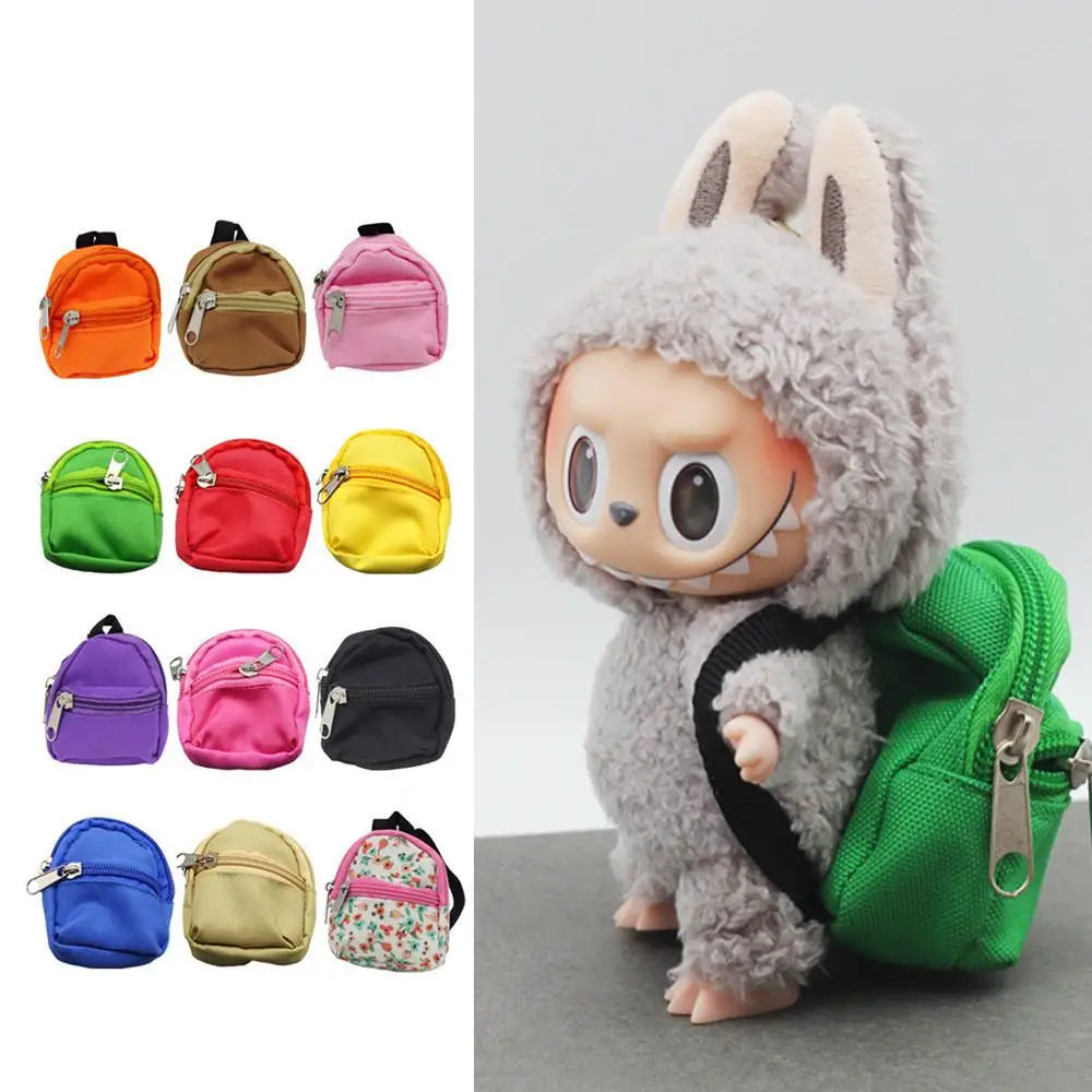 For Labubu BJD MD Doll Small Rag Doll Double Zipper School Bag Doll Coin Purse Backpack(only backpack)