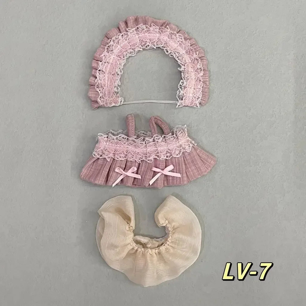 Doll dress up Lolita maid cute princess small skirt casual suit for Baby Three V3/ 20cm cotton doll clothes no doll