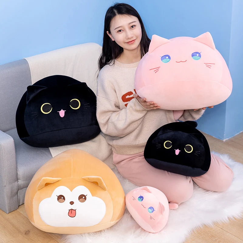 20/30/40cm Round Fat Cute Soft Cat Plush Sleep Pillow Cushion Kawaii White Black Brown Cat Soft Plush Toys Kids Children Gift