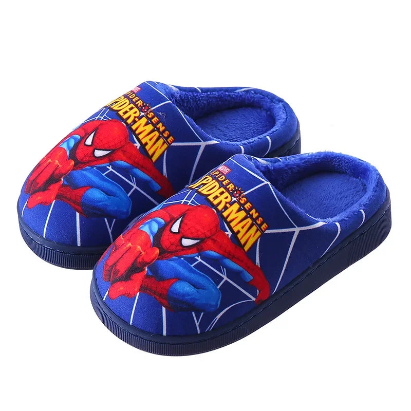 Disney Cartoon Printed Spider-man Cotton Slippers For Children's Shoes Fashion Style Warmth Winter Indoor Kids Boys Slipper