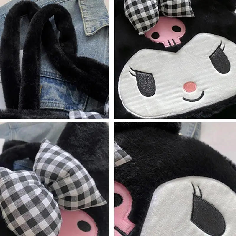 Wholesale Sanrio Plush Bag Kuromi Plush Handbag Kawaii Shoulder Bag My Melody Cinnamoroll Plushies Tote Bagpack High Capacity