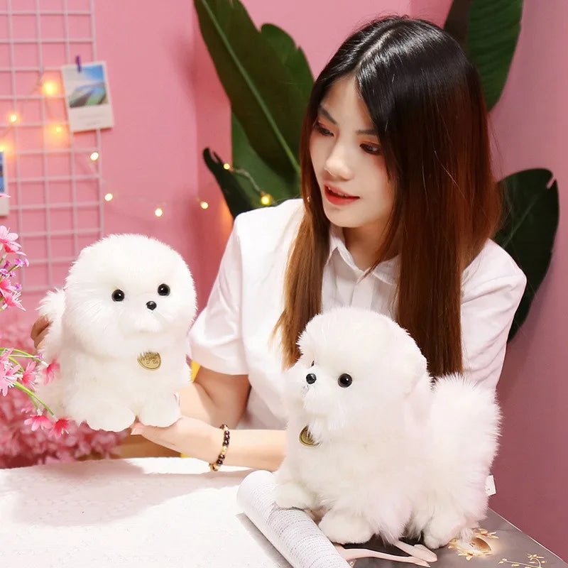 1pc 23cm Lifelike Dog Plush Toy Simulation Stuffed Animal Fluffy Pompom Dog Soft Doll Kids Toys Birthday Christmas Gift