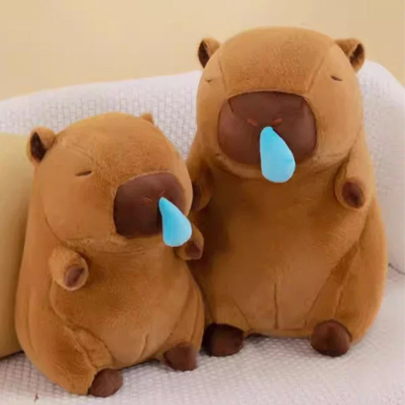 Capibala Giant Plush Doll Strawberry Hat Kawaii Animal Doll Capybara Plush Toy Children'S Kids Gift Soft Stuff Plushie Toy