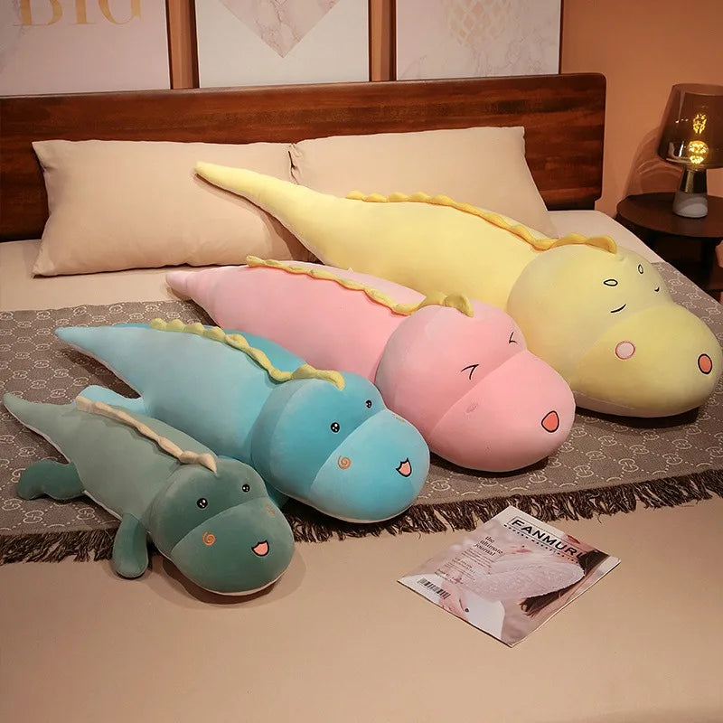 80cm-150cm Huggable Big Long Cute Dinosaur Plush Toy Soft Cartoon Animal Crocodile Stuffed Doll Boyfriend Pillow Girls Gift