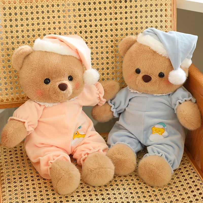 40cm High Quality Kawaii Pajama Bear Plush Doll Pink Blue Pajama Good Night Bear Plush Doll To Accompany Boys And Girls To Sleep