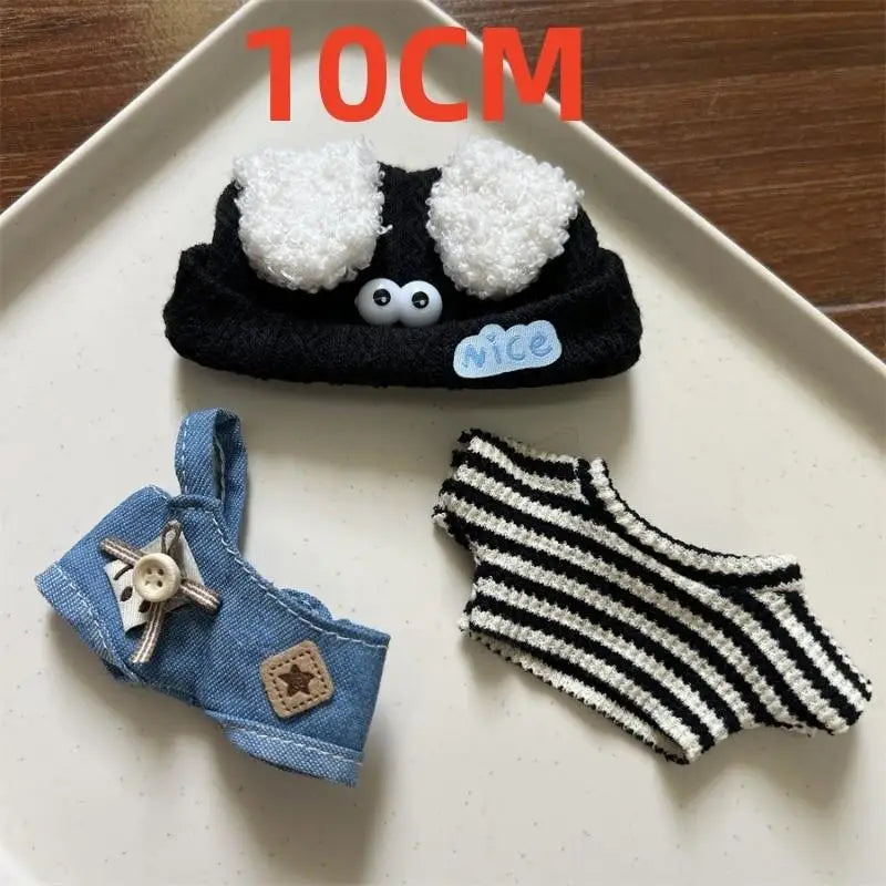 For 17 cm Liila Lucky Cat/labubu/10CM cotton Doll Clothes Set Dress Up Doll Accessories Outfit Accessories Mini Clothes