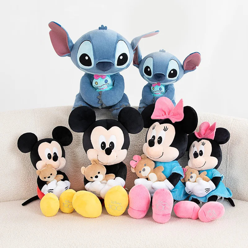 Disney Original High Quality Lovely Minnie Mickey Mouse Stitch Plush Toy Limited Collect Plushies Cuddly Appease Doll Xmas Gifts