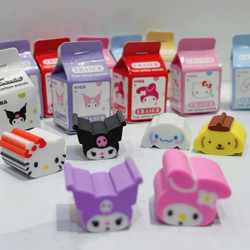 6/36Pcs Sanrio Hello Kitty Melody Kuromi Cinnamoroll Pompompurie Eraser Anime Student Stationery Erasers School Supplies Gift