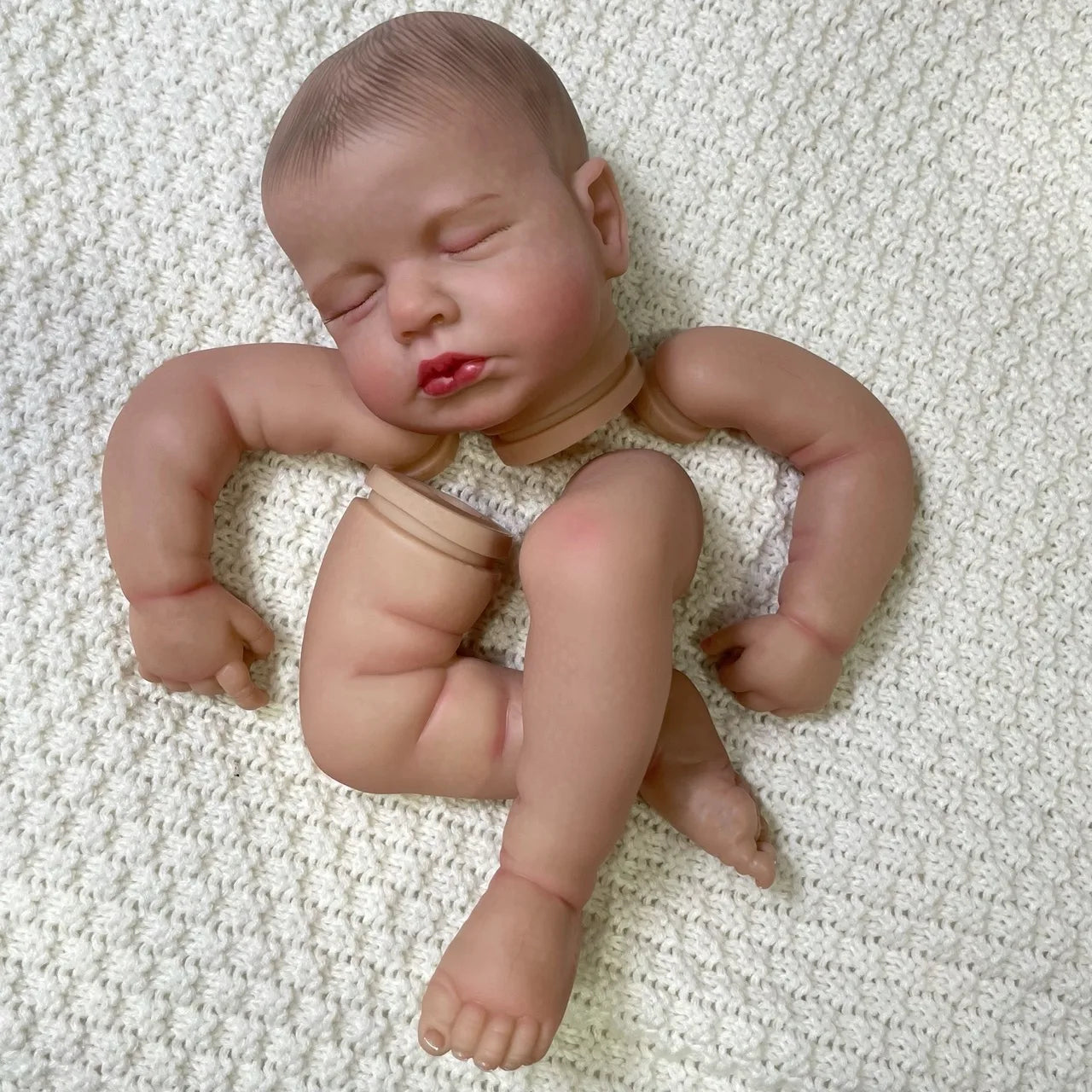 MRB 20 Inch Reborn LouLou 3D Skin Painted Kit With Rooted Eyelashes and Cloth Body Unassembled Reborn Baby Doll Parts DIY Molds