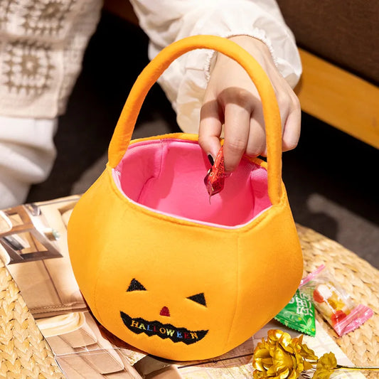 20cm Funny Cute Halloween Trick or Treat Super Soft Fluffy Plants Pumpkin Plush Holiday Gift Candy Pumpkin Basket Nice Gift