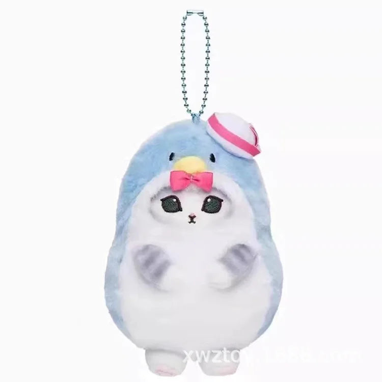 Kawaii Sanrio Plush Keychain Pendant Cartoon Mofusand Shark Cat Cross-Dressing Hello Kitty Kuromi doll stuff Backpack Decor Toys