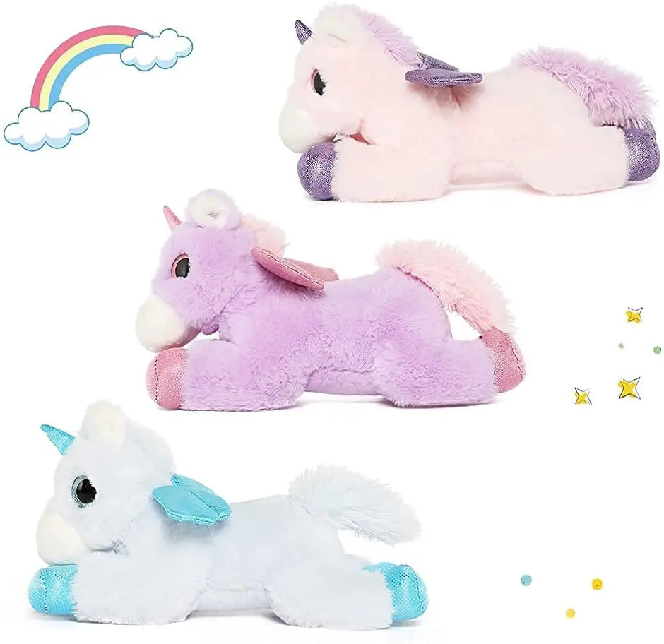 Unicorn Stuffed Animals 3 Piece Cute Unicorn Plush Toys Soft Gift for Kids Girlfriend,11.4inch