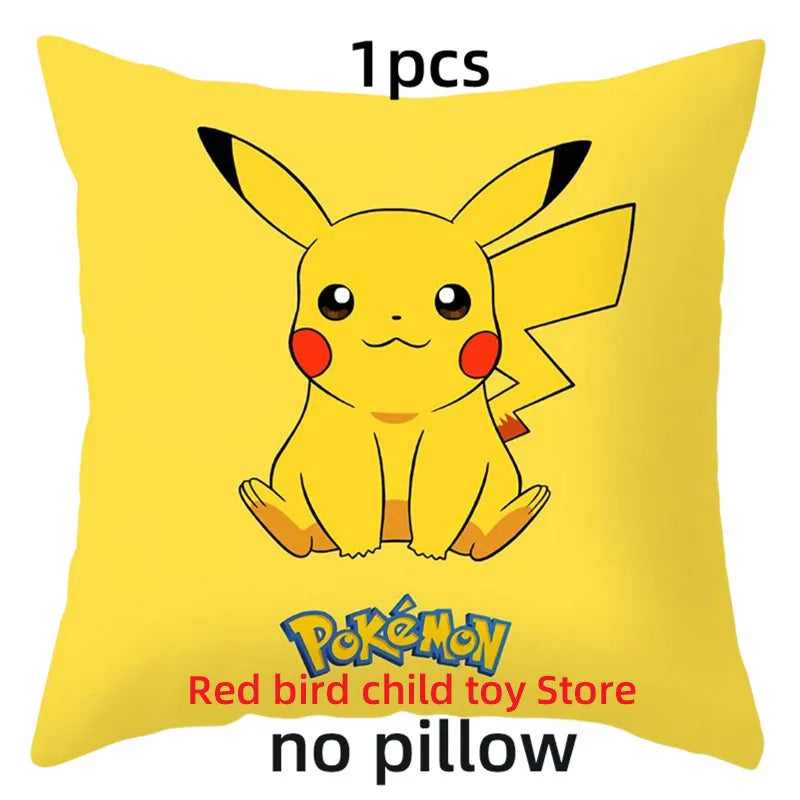 45X45CM Pokémon Pikachu Eevee Anime Short Plush Cute Cartoon Pillowcase Home Sofa Office Cushion Pillow Cushion Cover Wholesale