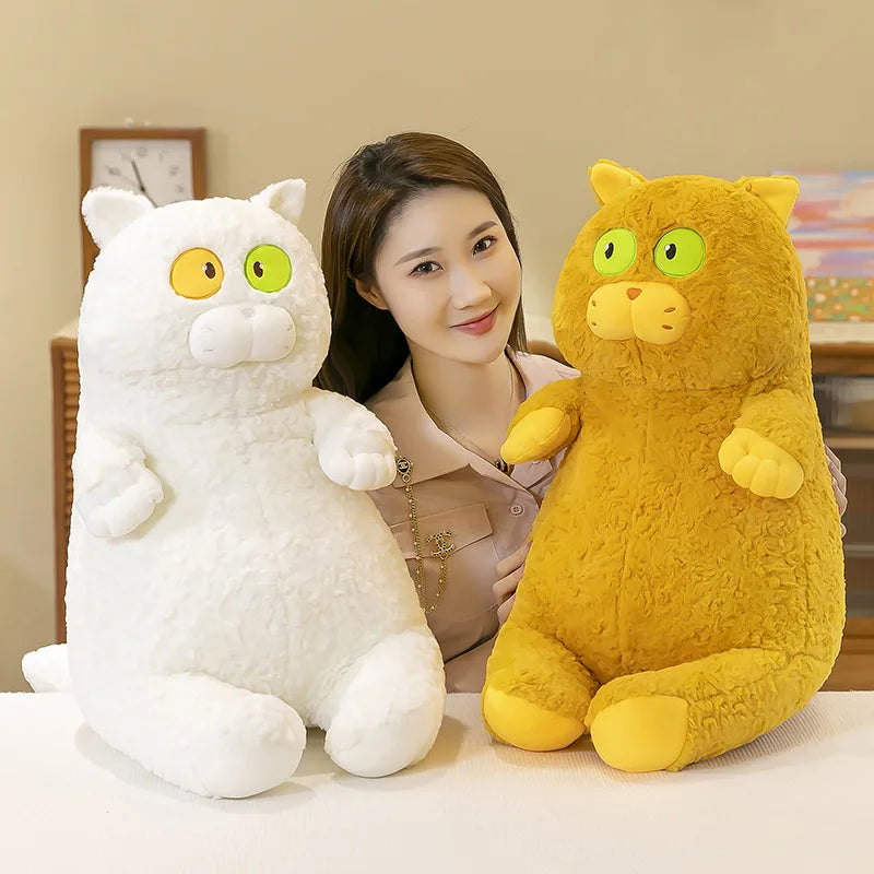 Cuddly Soft Stuffed Gaint Sitting Colorful Cats Staring Dolls Plush Animals Wide-eyed Cat Kawaii Toys Sofa Bed Pillow Kids Gift