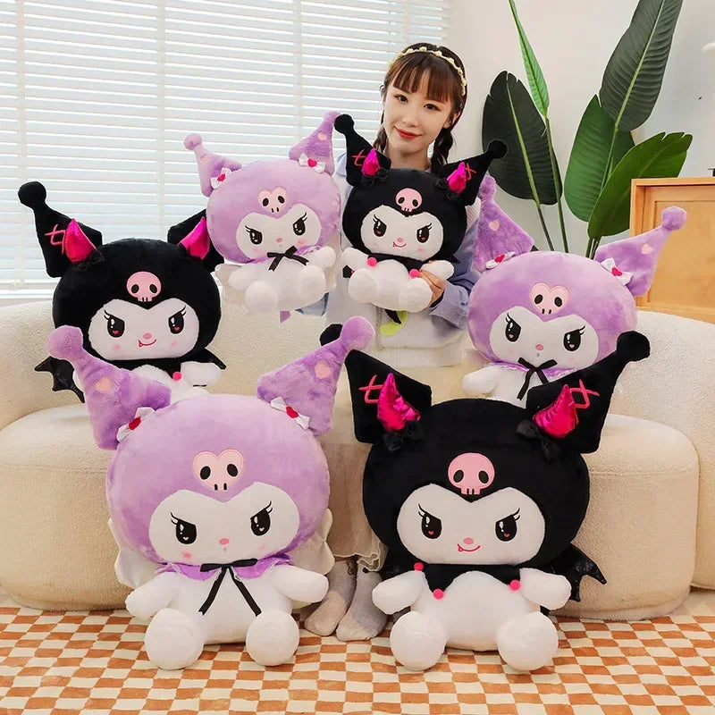 80cm Big Size New Sanrio Demon Kuromi Plush Toy Angel Purple Doll Cartoon Cushion Kawaii Pillow Children's Christmas Gift