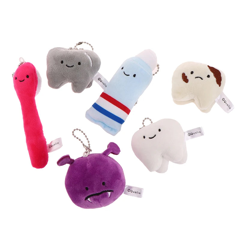 Cute Fun Plush Doll Toy Cartoon Stuffed Tooth Toothpaste Toothbrush Dolls Keychain Bag Pendant For Kids Gifts