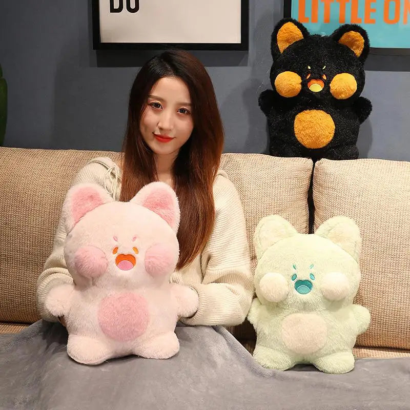 38CM INS Kawaii DuDu Cat Plush Doll Pillow With Blanket Fluffy Fox Stuffed Cartoon Soft Toys Kids Girls Birthday Xmas Gifts