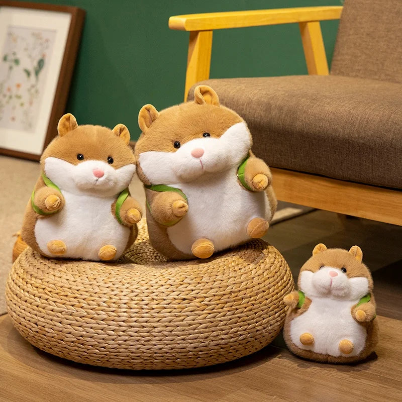 17/22/28CM Cute Backpack Hamster Plush Toys Fat Hamster Carrying Avocado Backpack Soft Doll For Birthday Xmas Gifts