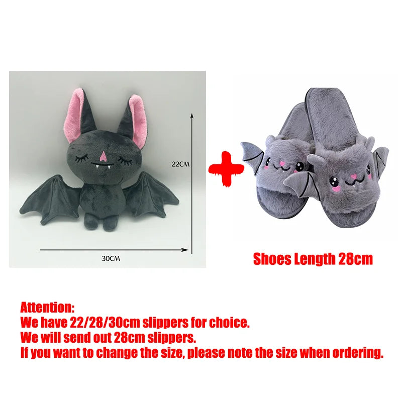 TreasuringU Halloween Kawaii Bat Plush Toys with Slippers Cute Plushie Dolls Cartoon Funny Ghost Toys Kids Birthday Gift