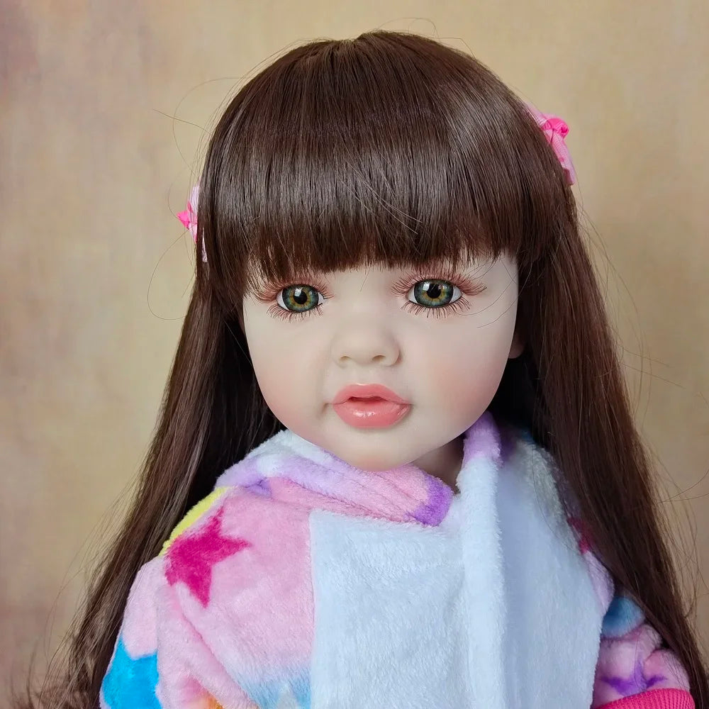 BZDOLL Lifelike 55cm 22inch Reborn Baby Girl Doll With Full Soft Silicone Body Alive Newborn Princess Toddler Bebe Birthday Gift