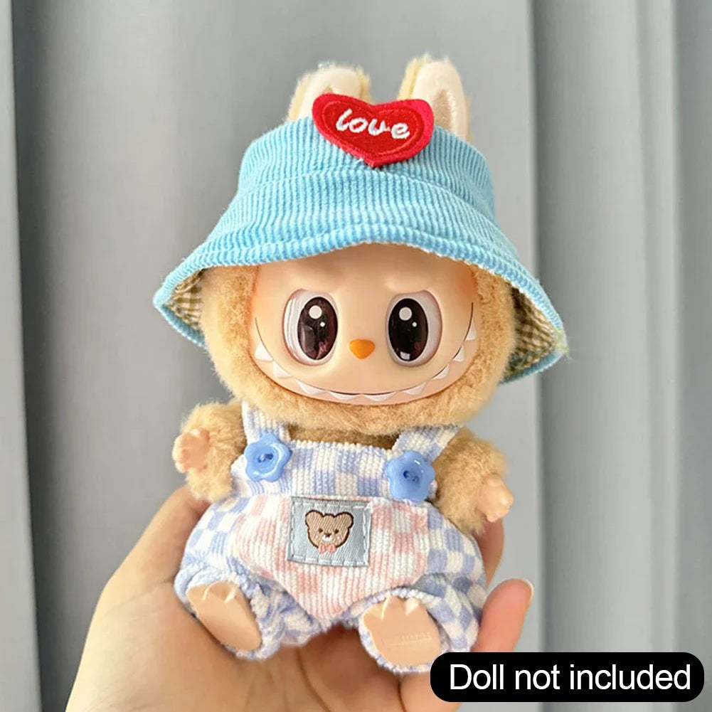 17cm Mini Plush Doll'S Clothes Outfit Accessories For Korea Kpop Exo Labubu Idol Floral skirt overalls suit Clothing Gift