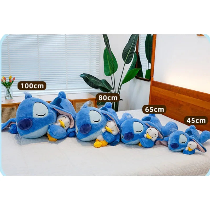 45cm Disney Stitch Plush Toys Anime Plushie Kawaii Hug Donald Duck Lying Pillow Stuffed Sleeping Doll Gift Kids Christmas