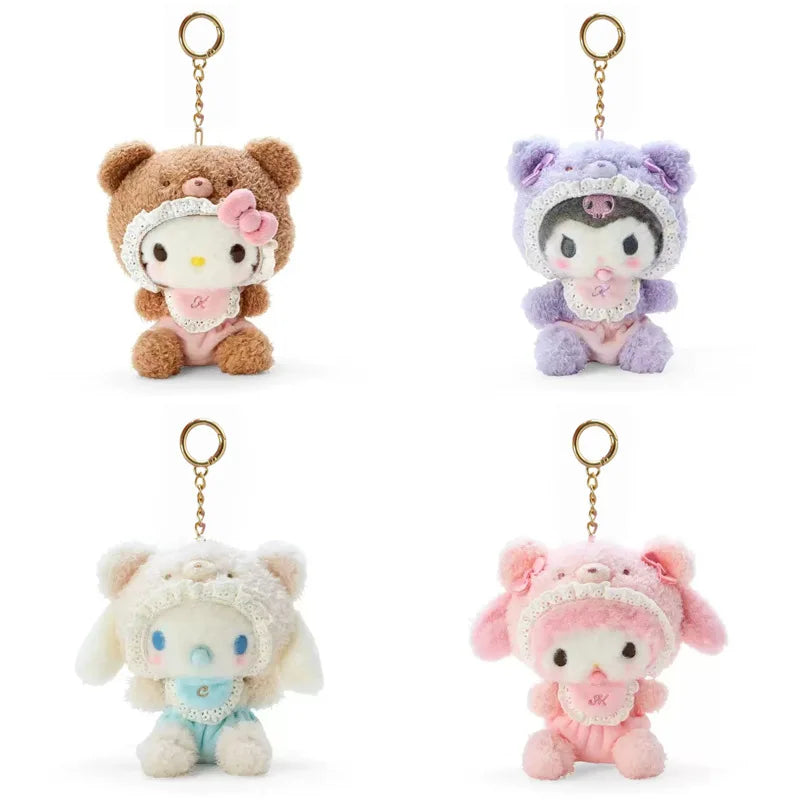 20CM Sanrio Kawali Kuromi Hello Kitty My Melody Cinnamoroll Pillow Plush Toys Plushie Keychain Stuffed Doll Pendant for Kid Gift