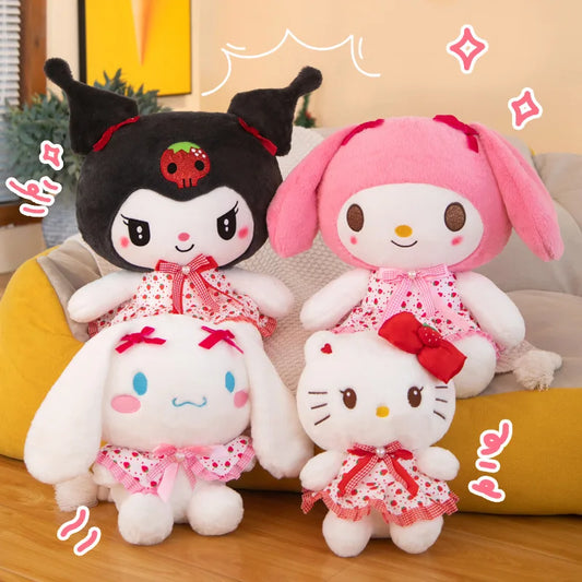 Sanrio Kawali Kuromi Hello Kitty My Melody Cinnamoroll Pillow Plush Toys Plushie Keychain Stuffed Doll for Kids Christmas Gift