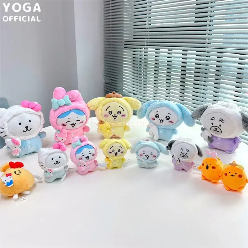 Self Deprecating Bear Chikawas Usagis Sanrio My Melody Cinnamoroll Branded Plush Doll Bag Pendant Anime Kawaii Cartoon Gift