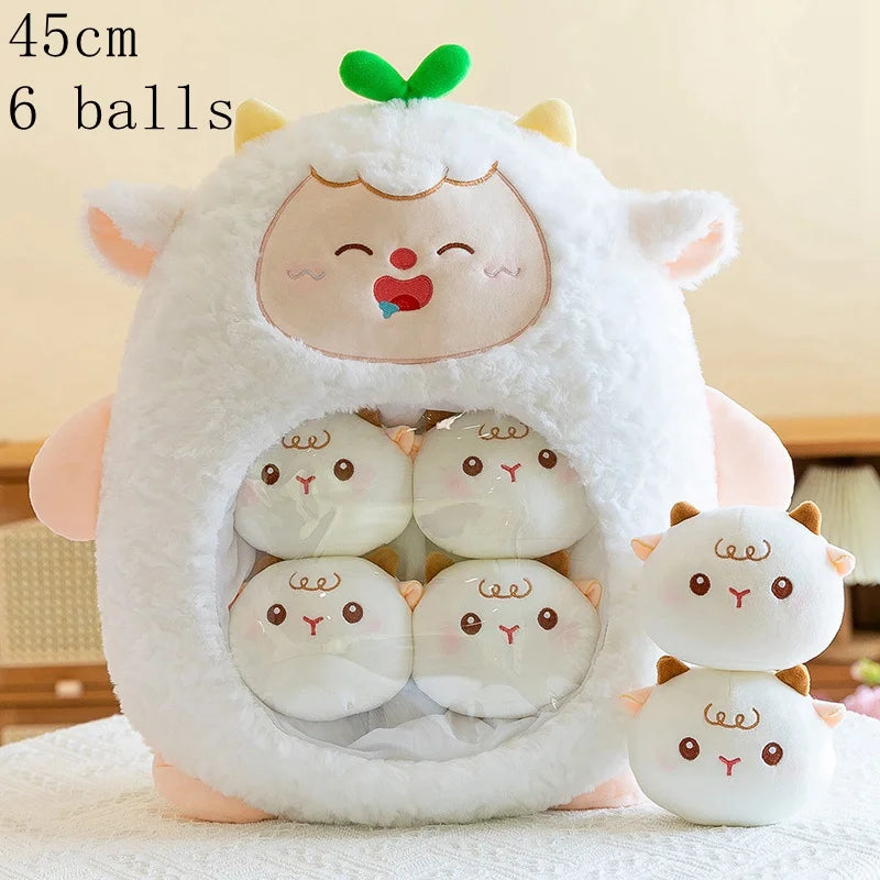 New Plush Pudding Bag Candy Bag Mini Balls Panda Koala Capybara Yellow Bear Dolls Animals Plush Pillow Birthday Gift for Kids