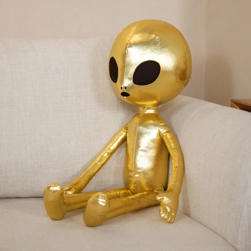 Creative Gold and Silver PU Material Alien Plush Toy Stuffed Soft Monster Plush Pillow Doll Toys for Kids Boys Birthday Gift