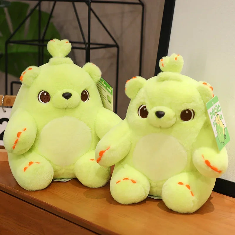 Kawaii Green Love Bear Sprout Love Plush Toy Stuffed Animal Bear Soft Doll Cartoon Girl Birthday Gift for Children Room Decor